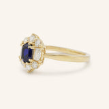 Wyona Oval Blue Sapphire Halo-Style Ring