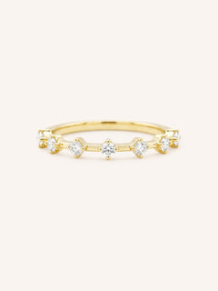 Yellow Gold Arianna Diamond Wedding Band front view on white background