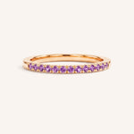 Rose Gold Amethyst Birthstone Stackable Ring front view on white background