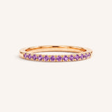 Rose Gold Amethyst Birthstone Stackable Ring front view on white background
