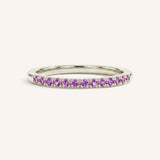 White Gold Amethyst Birthstone Stackable Ring front view on white background