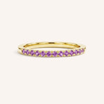 Yellow Gold Amethyst Birthstone Stackable Ring front view on white background