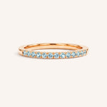 Rose Gold Aquamarine Birthstone Stackable Ring front view on white background