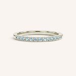 White Gold Aquamarine Birthstone Stackable Ring front view on white background