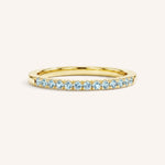 Yellow Gold Aquamarine Birthstone Stackable Ring front view on white background