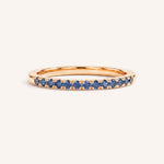 Rose Gold Blue Sapphire Birthstone Stackable Ring front view on white background