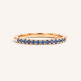 Rose Gold Blue Sapphire Birthstone Stackable Ring front view on white background