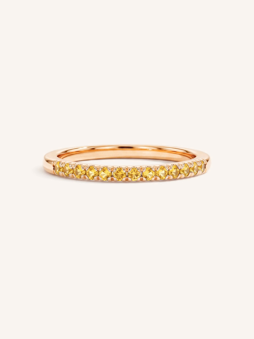 Rose Gold Citrine Birthstone Stackable Ring front view on white background