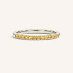 White Gold Citrine Birthstone Stackable Ring front view on white background