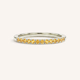 White Gold Citrine Birthstone Stackable Ring front view on white background
