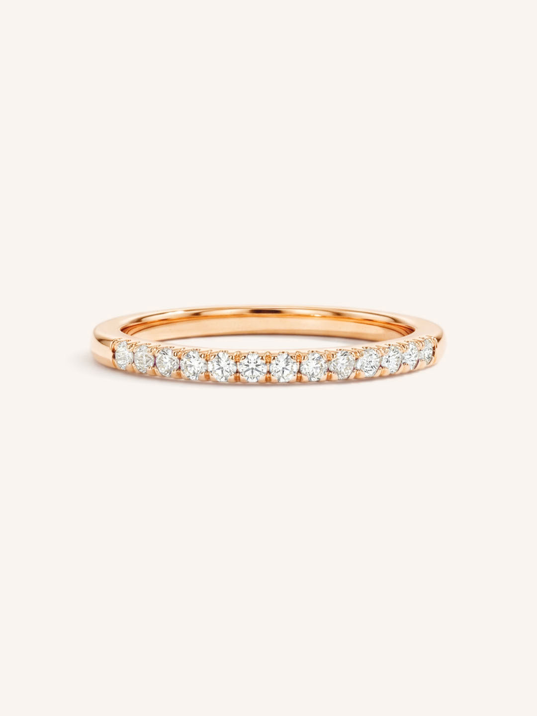 Rose Gold Diamond Birthstone Stackable Ring front view on white background