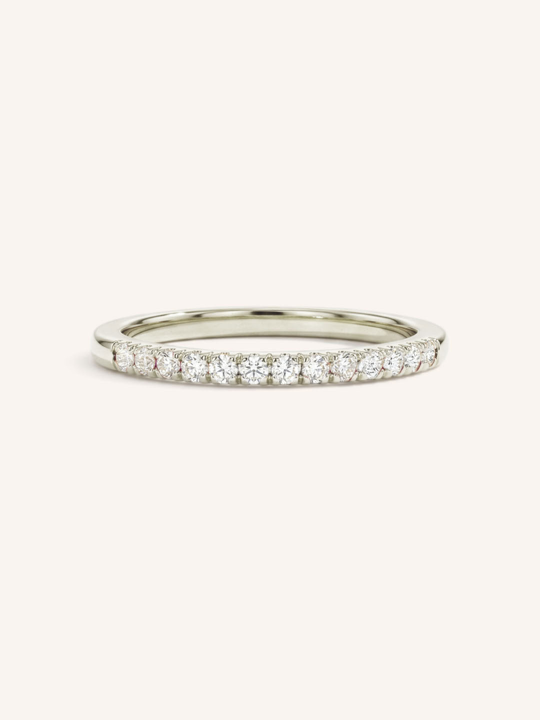 White Gold Diamond Birthstone Stackable Ring front view on white background