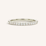 White Gold Diamond Birthstone Stackable Ring front view on white background