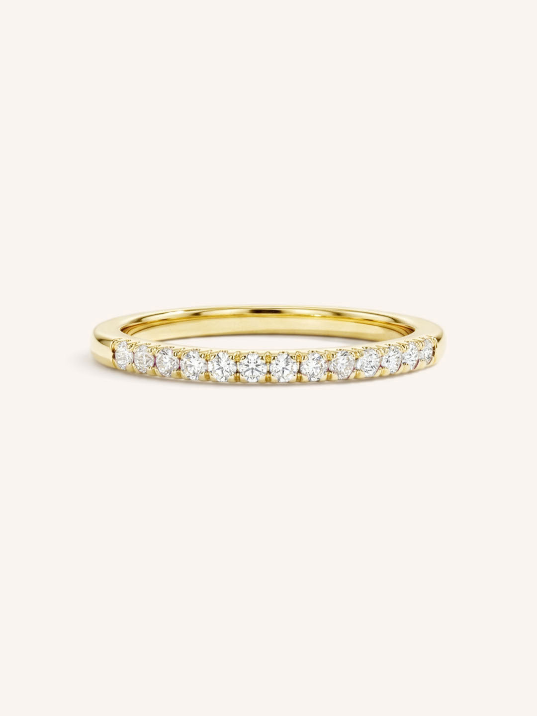 Yellow Gold Diamond Birthstone Stackable Ring front view on white background