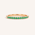 Rose Gold Emerald Birthstone Stackable Ring front view on white background