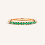 Rose Gold Emerald Birthstone Stackable Ring front view on white background