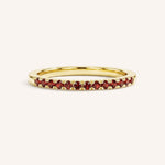 Yellow Gold Red Garnet Birthstone Stackable Ring front view on white background