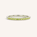 White Gold Peridot Birthstone Stackable Ring front view on white background
