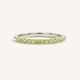 White Gold Peridot Birthstone Stackable Ring front view on white background