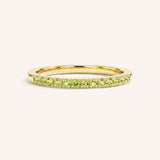 Yellow Gold Peridot Birthstone Stackable Ring front view on white background