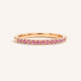 Rose Gold Pink Tourmaline Birthstone Stackable Ring front view on white background