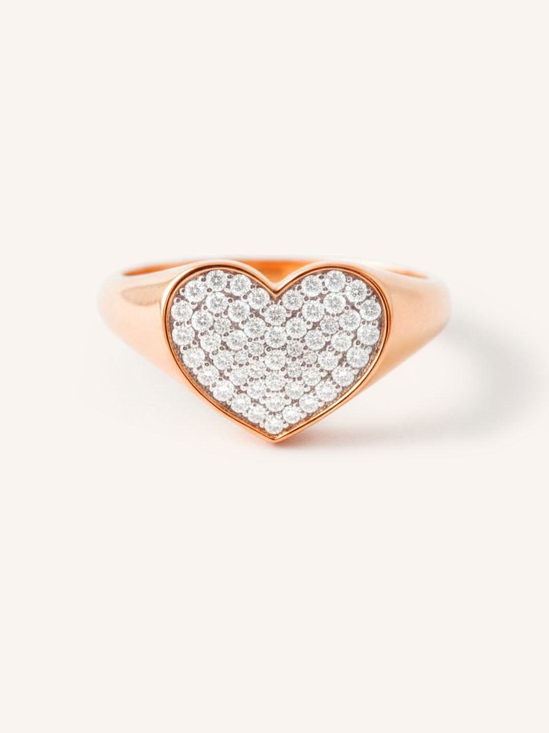 Pave Diamond Heart Signet Ring