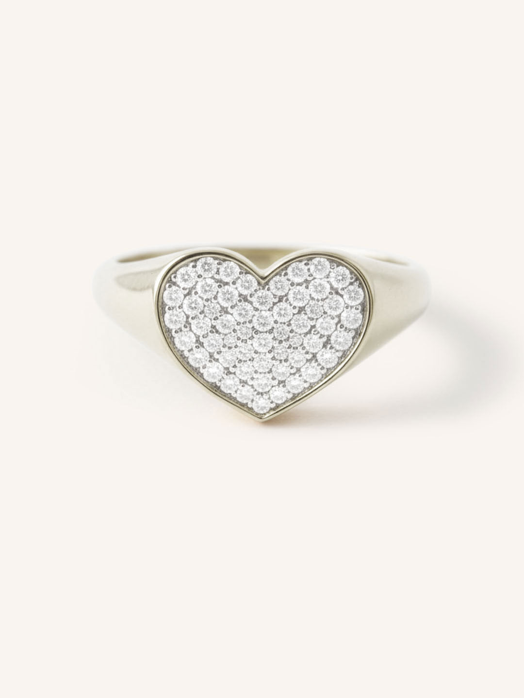 Pave Diamond Heart Signet Ring