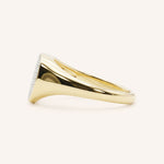 Yellow Gold Pave Diamond Heart Signet Ring side view on white background