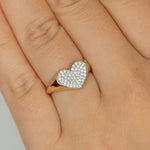 Pave Diamond Heart Signet Ring lifestyle photo worn on hand