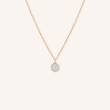 Round Diamond Pave Disc Charm Pendant Necklace