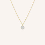 Round Diamond Pave Disc Charm Pendant Necklace