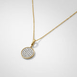 Round Diamond Pave Disc Charm Pendant Necklace