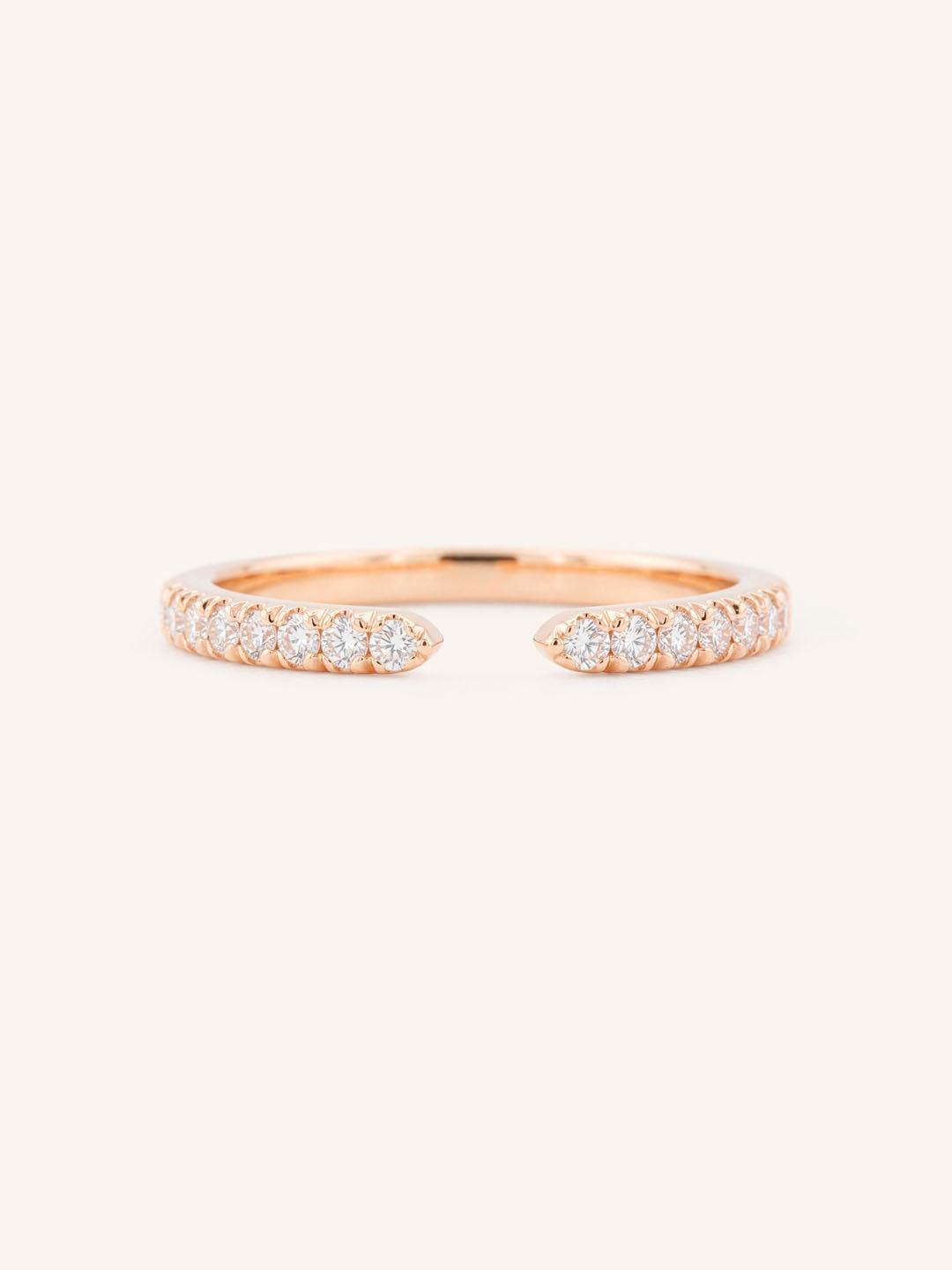 Rose Gold Minet Diamond Open Ring front view on white background