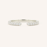 White Gold Minet Diamond Open Ring front view on white background