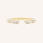 Yellow Gold Minet Diamond Open Ring front view on white background