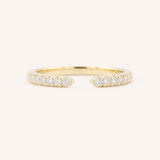 Yellow Gold Minet Diamond Open Ring front view on white background