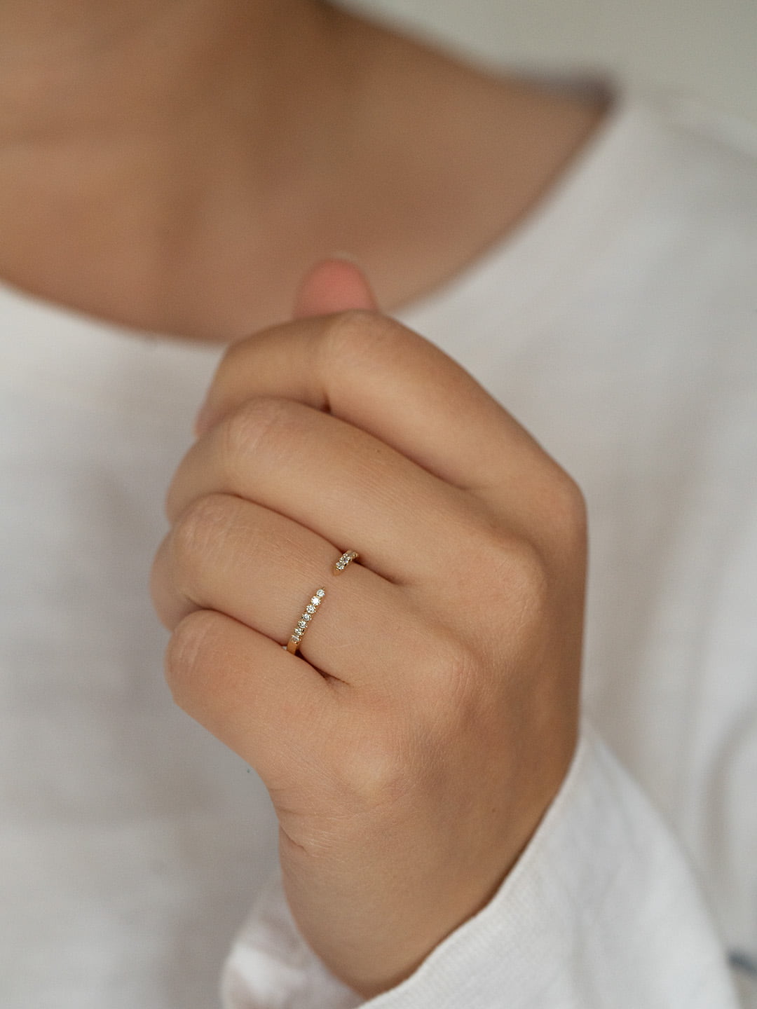 Minet Diamond Open Ring lifestyle photo worn on hand