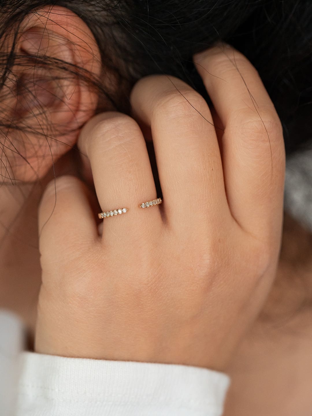 Minet Diamond Open Ring lifestyle photo worn on hand
