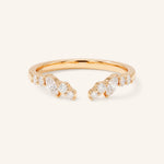 Rose Gold Round and Marquise Open Diamond Stack Ring front view on white background