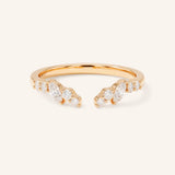 Rose Gold Round and Marquise Open Diamond Stack Ring front view on white background