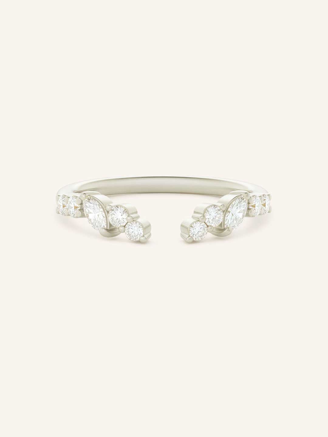 Round and Marquise Open Diamond Stack Ring