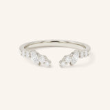White Gold Round and Marquise Open Diamond Stack Ring front view on white background