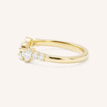 Yellow Gold Round and Marquise Open Diamond Stack Ring side view on white background