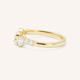Yellow Gold Round and Marquise Open Diamond Stack Ring side view on white background