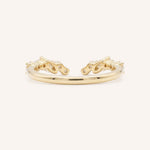 Yellow Gold Round and Marquise Open Diamond Stack Ring back view on white background