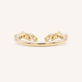 Yellow Gold Round and Marquise Open Diamond Stack Ring back view on white background
