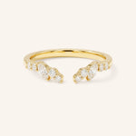 Yellow Gold Round and Marquise Open Diamond Stack Ring front view on white background