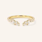 Yellow Gold Round and Marquise Open Diamond Stack Ring front view on white background