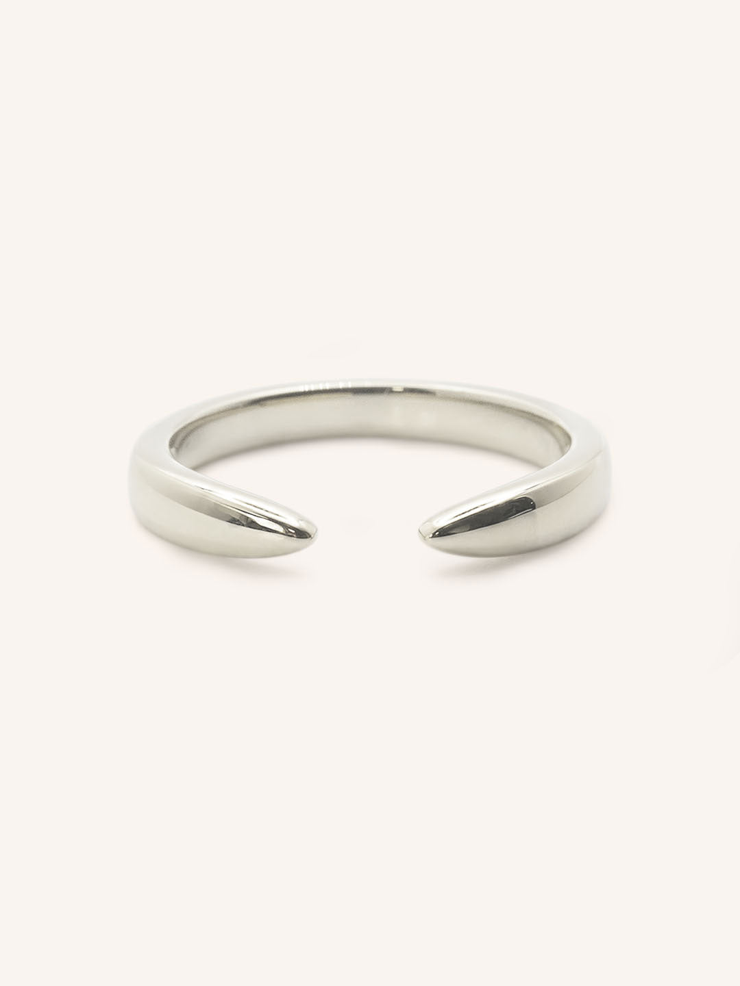 White Gold Reverse Tapered Open Band front view on white background