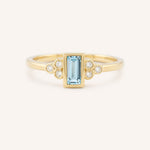 Yellow Gold Abigail Blue Topaz Diamond Accented Ring front view on white background